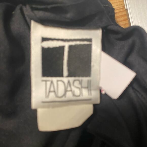 Tadashi Dress Sleeveless Double V Midi Cocktail Evening Mesh Black Womens Size M - Picture 7 of 11